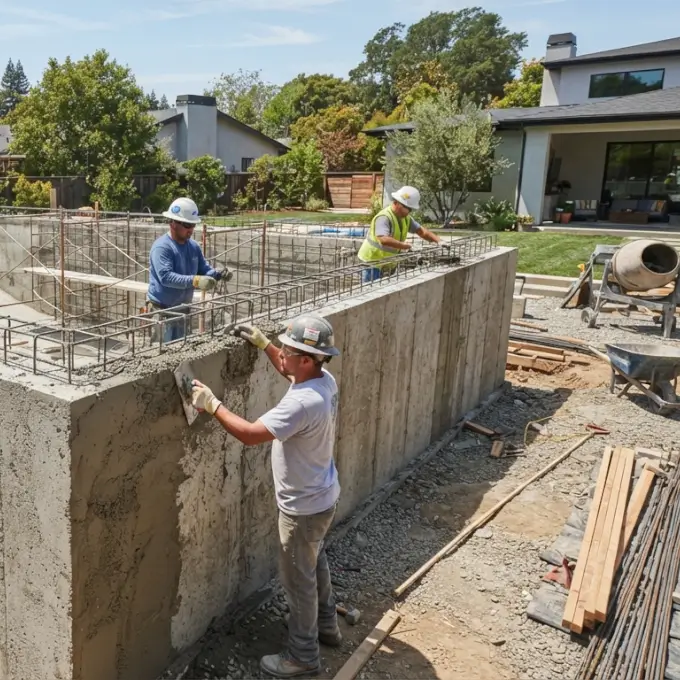 como hacer una piscina de obra elevada en fase de construcción estructural