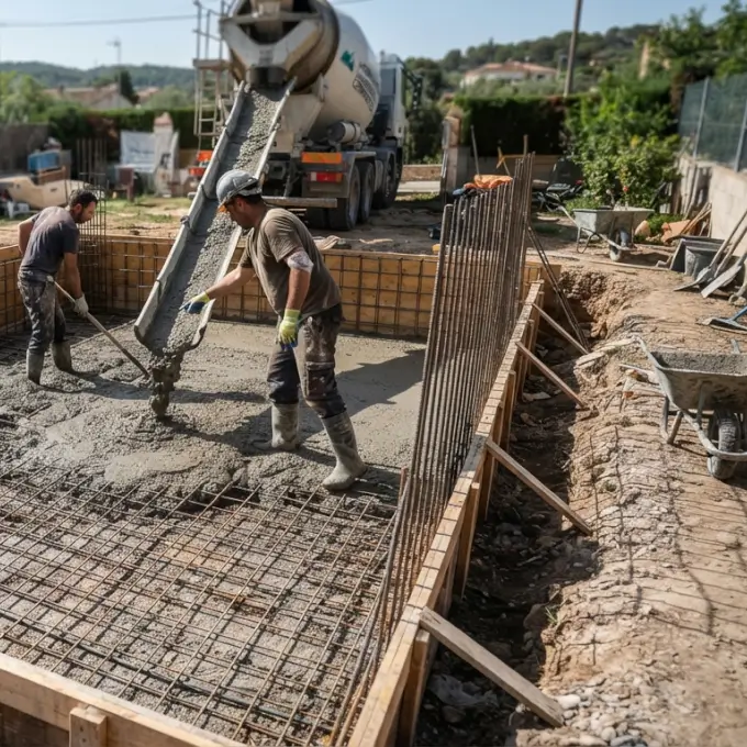 como hacer una piscina de obra elevada con solera de hormigón fresco y mallazo metálico